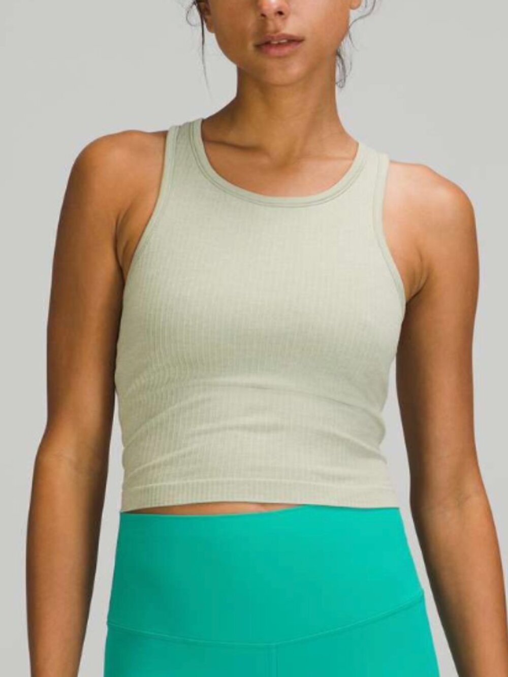 Green Cropped Lulu Ebb to Street Tank | NWOT